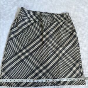 Ann Taylor Grey and White Plaid Wool Skirt